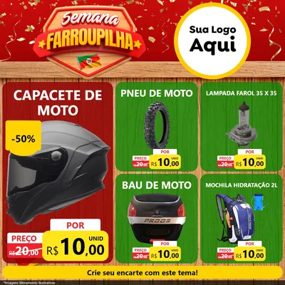 Modelo de Rede Social para Feed Facebook com o tema Semana Farroupilha para Moto peças