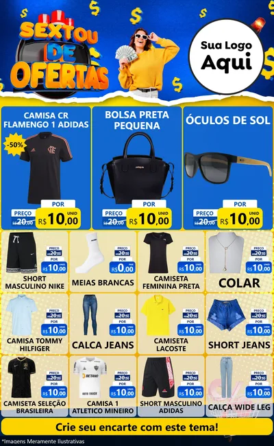 Modelo de Encarte para Encarte Grande com o tema Sextou de Ofertas para Roupas e acessórios