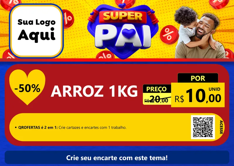 Modelo de Cartaz para Cartaz A4 Horizontal com o tema Super Pai para Supermercado