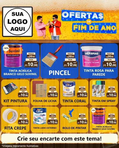 Modelo de Rede Social para Feed Instagram com o tema Ofertas de Fim de Ano para Tintas e Ferramentas