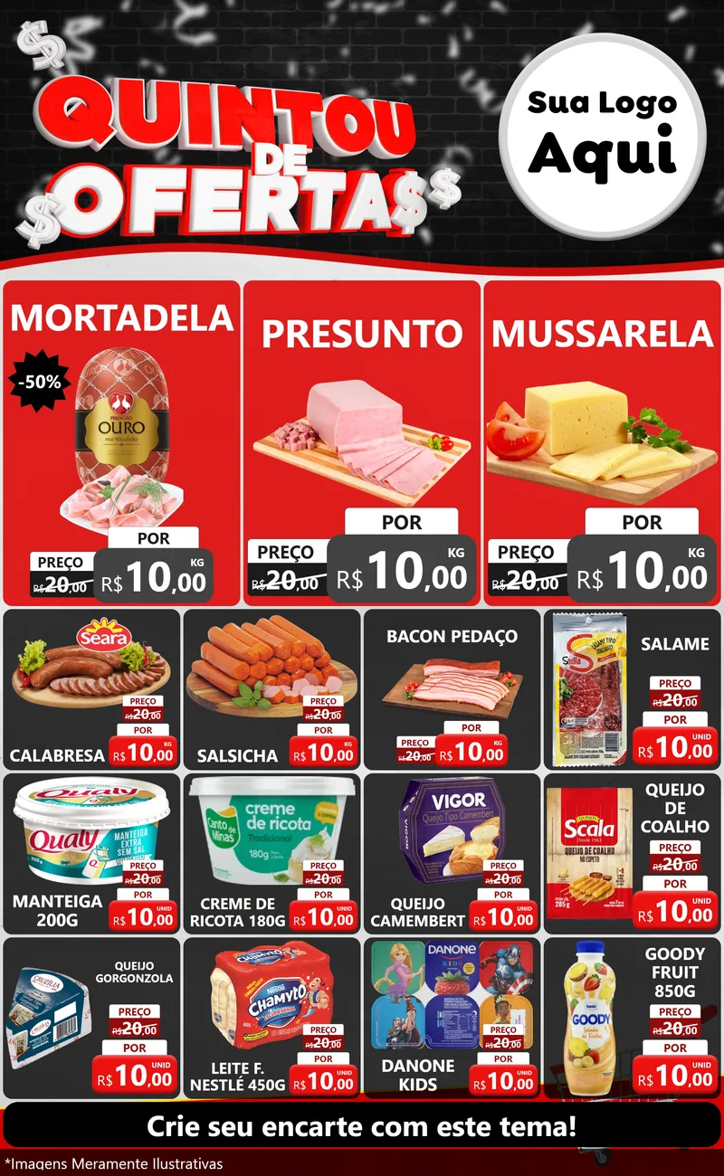 Modelo de Encarte para Encarte Grande com o tema Quintou de Ofertas para Frios e Laticínios