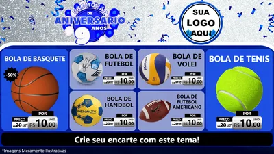 Modelo de TV para TV Horizontal com o tema Promoção de Aniversário - 9 Anos para Artigos Esportivos
