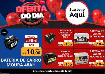 Modelo de Encarte para Encarte A4 Horizontal com o tema Oferta do Dia para Baterias Elétricas