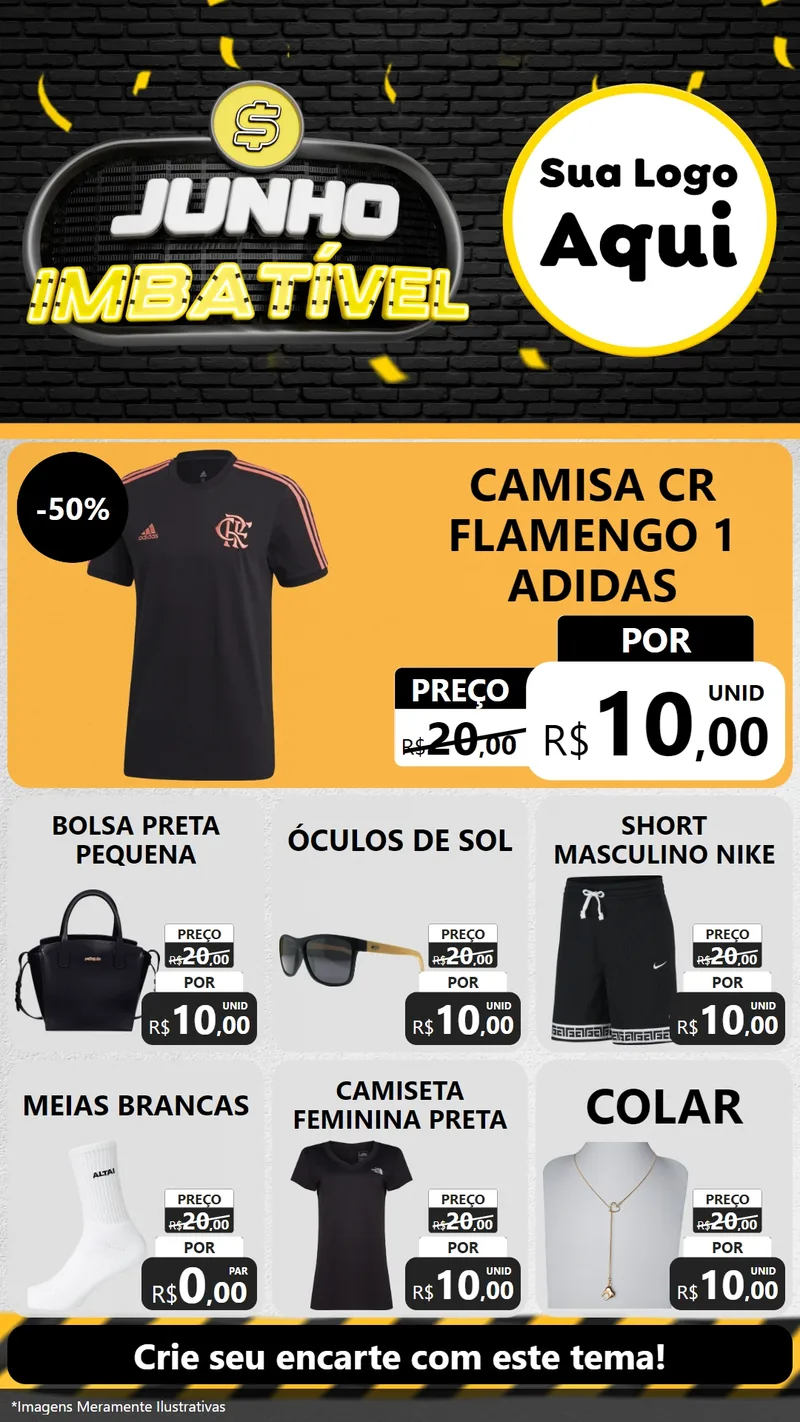 Modelo de Rede Social para Stories com o tema Junho Imbatível para Roupas e acessórios