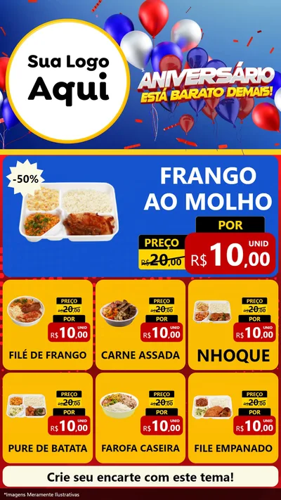 Modelo de Rede Social para Stories com o tema Aniversário para Restaurante