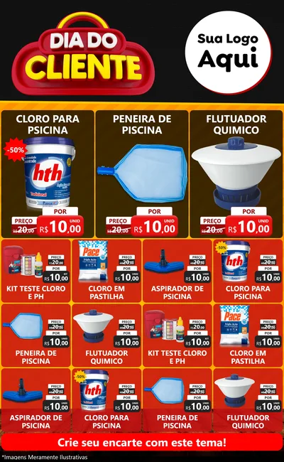 Modelo de Encarte para Encarte Grande com o tema Dia do Cliente para Produtos para Piscina