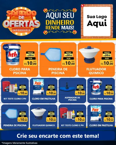 Modelo de Rede Social para Feed Instagram com o tema Sábado de Ofertas Imperdíveis para Produtos para Piscina