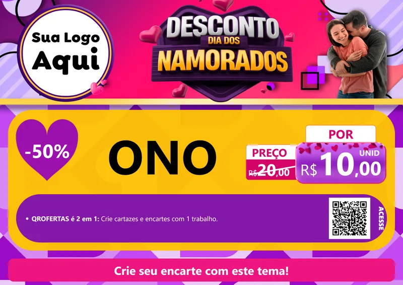 Modelo de Cartaz para Cartaz A4 Horizontal com o tema Desconto Dia dos Namorados para Óticas
