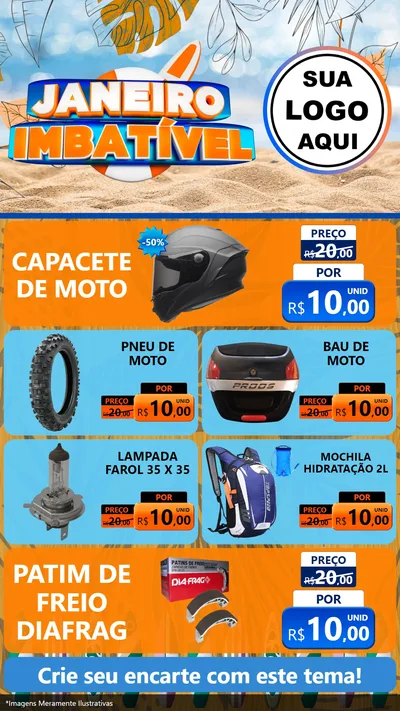 Modelo de TV para TV Vertical com o tema Janeiro Imbatível para Moto peças