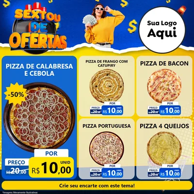 Modelo de Rede Social para Feed Facebook com o tema Sextou de Ofertas para Pizzaria