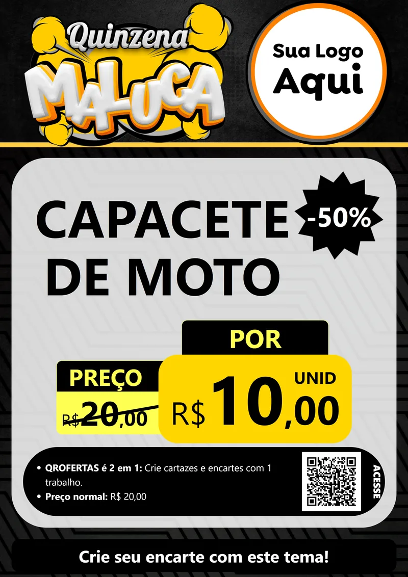 Modelo de Cartaz para Cartaz A4 Vertical com o tema Quinzena Maluca para Moto peças
