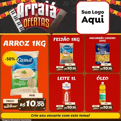 Modelo de Rede Social para Feed Facebook com o tema Arraiá de Ofertas - Junina para Supermercado