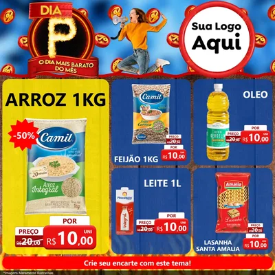 Modelo de Rede Social para Feed Facebook com o tema Dia P - O Dia Mais Barato Do Mês para Supermercado