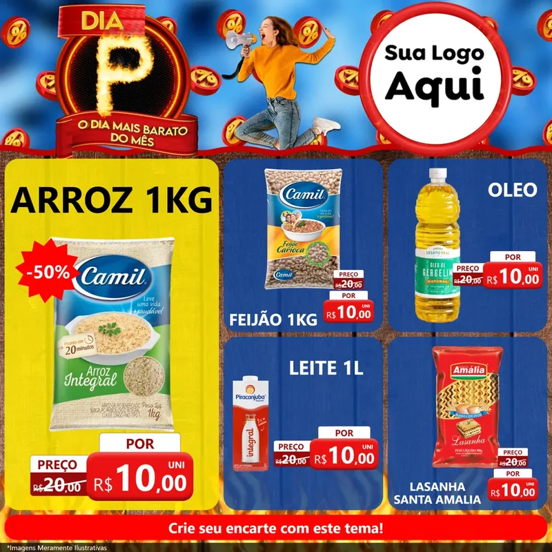 Modelo de Rede Social para Feed Facebook com o tema Dia P - O Dia Mais Barato Do Mês para Supermercado