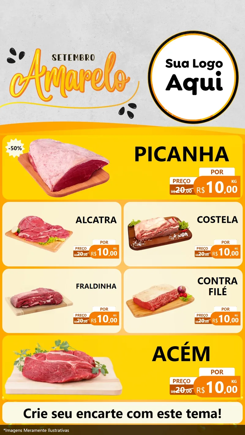 Modelo de TV para TV Vertical com o tema Setembro Amarelo para Açougue