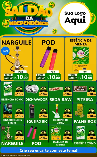 Modelo de Encarte para Encarte Grande com o tema Saldão da Indepêndencia para Tabacaria