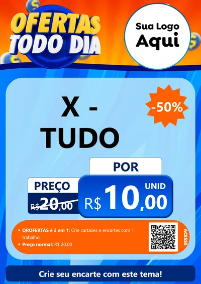 Modelo de Cartaz para Cartaz A4 Vertical com o tema Ofertas Todo Dia para Hamburgueria