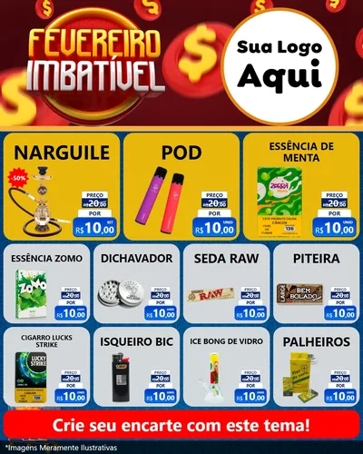 Modelo de Rede Social para Feed Instagram com o tema Fevereiro Imbatível para Tabacaria