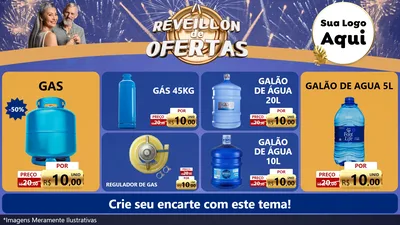 Modelo de TV para TV Horizontal com o tema Réveillon de Ofertas para Água e gás
