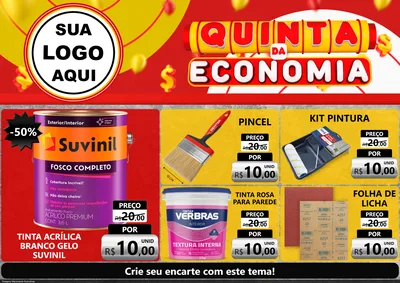 Modelo de Encarte para Encarte A4 Horizontal com o tema Quinta da Economia para Tintas e Ferramentas