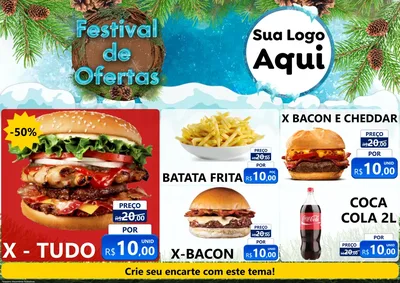 Modelo de Encarte para Encarte A4 Horizontal com o tema Festival de Ofertas - Inverno para Hamburgueria