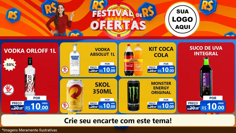 Modelo de TV para TV Horizontal com o tema Festival de Ofertas para Distribuidora de bebidas