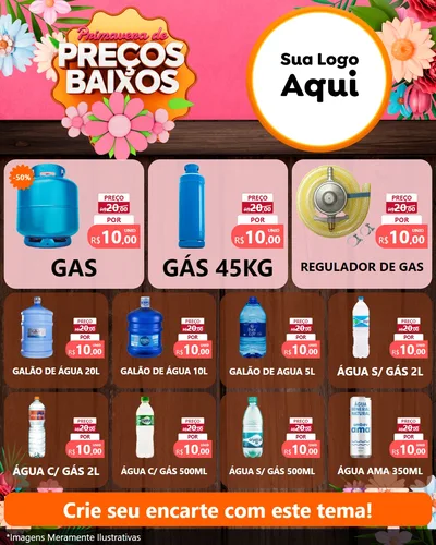 Modelo de Rede Social para Feed Instagram com o tema Primavera de Preços Baixos para Água e gás