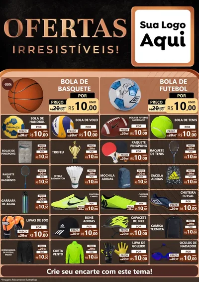 Modelo de Encarte para Encarte A4 Vertical com o tema Ofertas Irresistíveis! para Artigos Esportivos