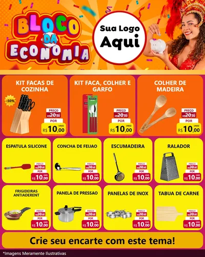 Modelo de Rede Social para Feed Instagram com o tema Bloco da Economia para Utilidades Domésticas