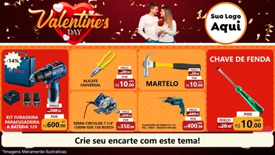 Modelo de TV para TV Horizontal com o tema Valentine's Day para Maquinas e Ferramentas