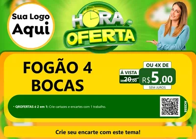 Modelo de Cartaz para Cartaz A4 Horizontal com o tema Hora da Oferta para Móveis e Eletro