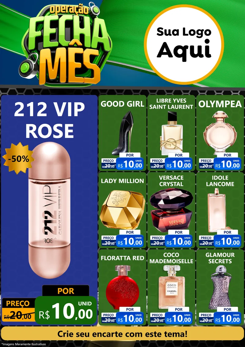 Modelo de Encarte para Encarte A4 Vertical com o tema Operação Fecha Mês para Perfumes