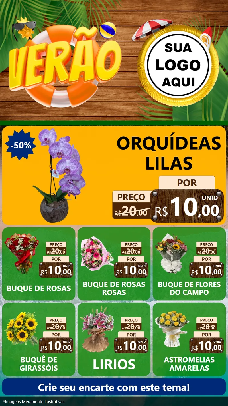 Modelo de Rede Social para Stories com o tema Verão para Floricultura e jardim