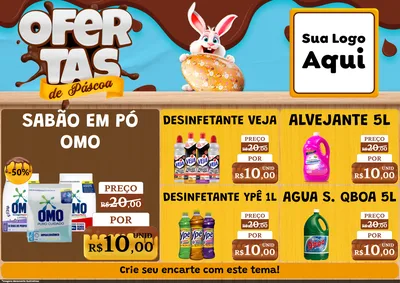 Modelo de Encarte para Encarte A4 Horizontal com o tema Ofertas de Páscoa para Produtos de Limpeza