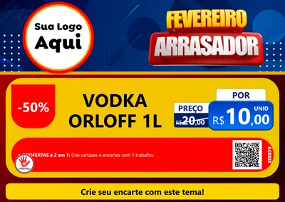 Modelo de Cartaz para Cartaz A4 Horizontal com o tema Fevereiro Arrasador para Distribuidora de bebidas