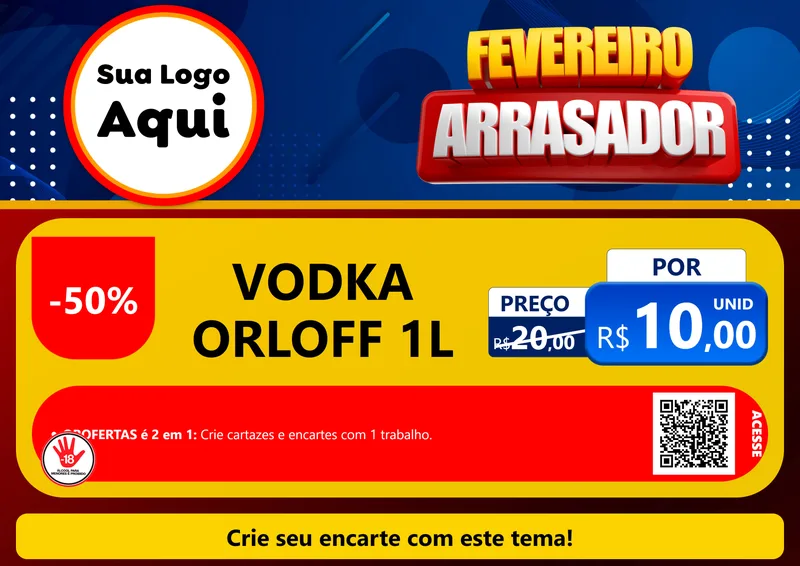 Modelo de Cartaz para Cartaz A4 Horizontal com o tema Fevereiro Arrasador para Distribuidora de bebidas