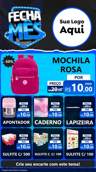 Modelo de Rede Social para Stories com o tema Fecha Mês para Papelaria