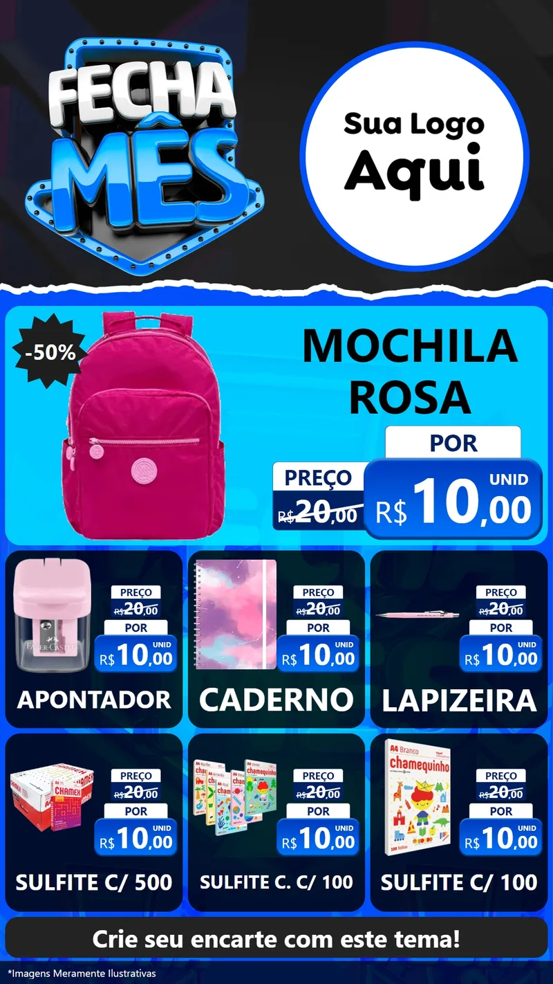 Modelo de Rede Social para Stories com o tema Fecha Mês para Papelaria