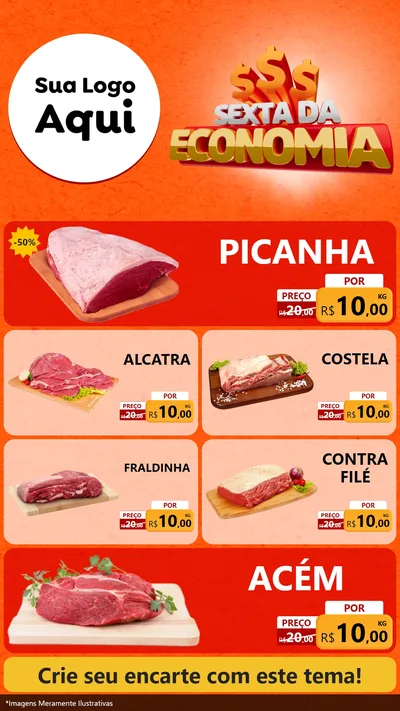 Modelo de TV para TV Vertical com o tema Sexta da Economia para Açougue