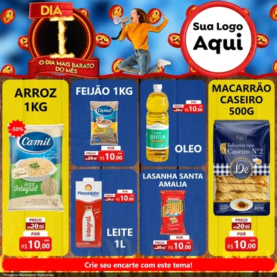 Modelo de Rede Social para Feed Facebook com o tema Dia I - O Dia Mais Barato Do Mês para Supermercado