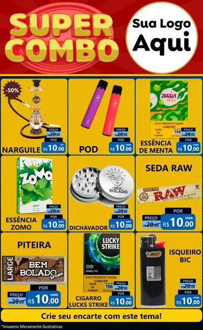 Modelo de Encarte para Encarte Grande com o tema Super Combo para Tabacaria