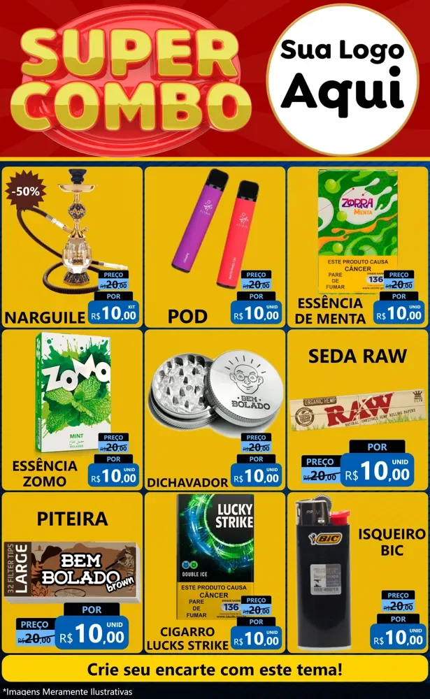 Modelo de Encarte para Encarte Grande com o tema Super Combo para Tabacaria