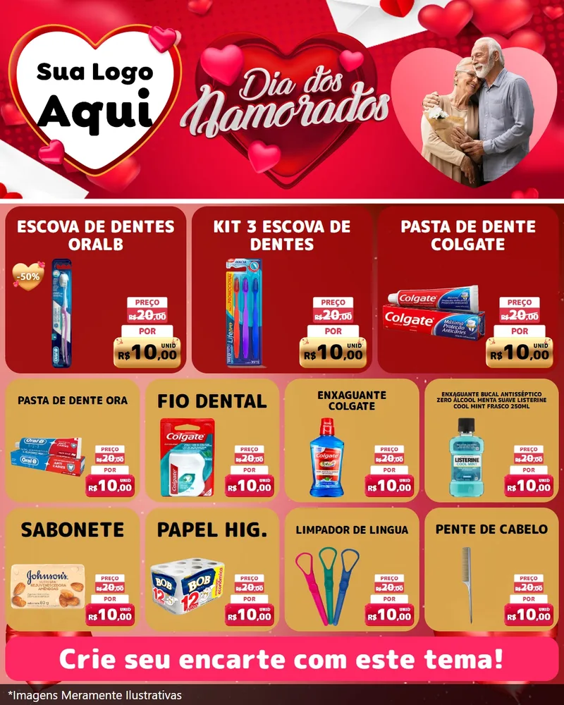 Modelo de Rede Social para Feed Instagram com o tema Dia Dos Namorados para Higiene Pessoal