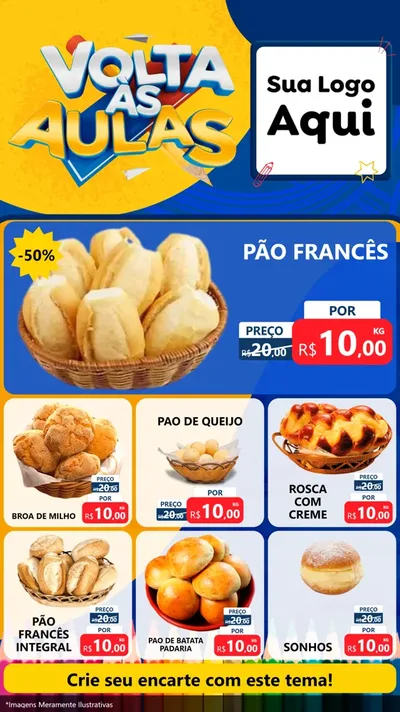 Modelo de Rede Social para Stories com o tema Volta Às Aulas para Padaria
