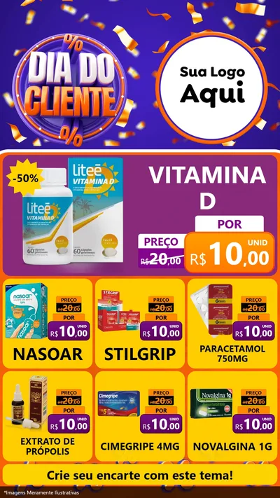 Modelo de Rede Social para Stories com o tema Dia do Cliente para Farmácia