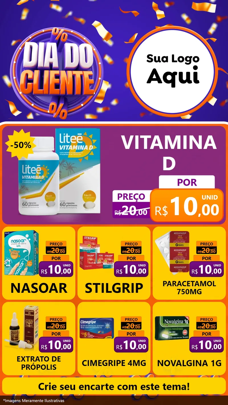 Modelo de Rede Social para Stories com o tema Dia do Cliente para Farmácia