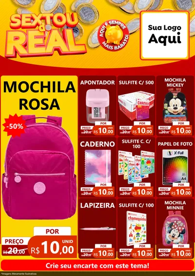 Modelo de Encarte para Encarte A4 Vertical com o tema Sextou do Real para Papelaria