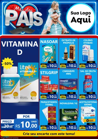 Modelo de Encarte para Encarte A4 Vertical com o tema Mês Dos Pais para Farmácia
