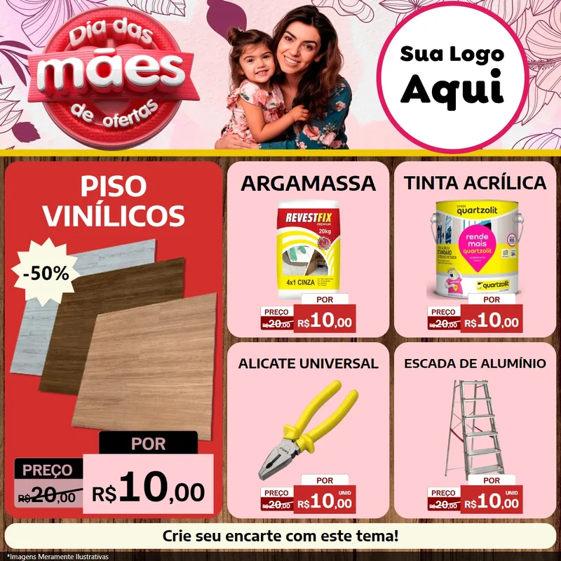 Modelo de Rede Social para Feed Facebook com o tema Dia Das Mães De Ofertas para Material para Construção