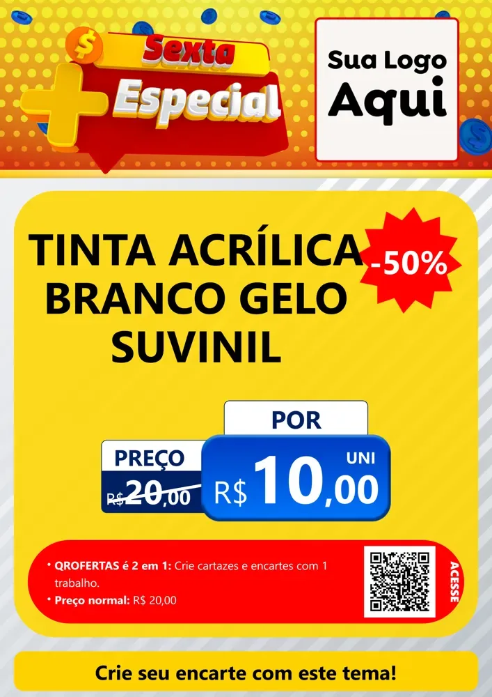 Modelo de Cartaz para Cartaz A4 Vertical com o tema Sexta Mais Especial para Tintas e Ferramentas